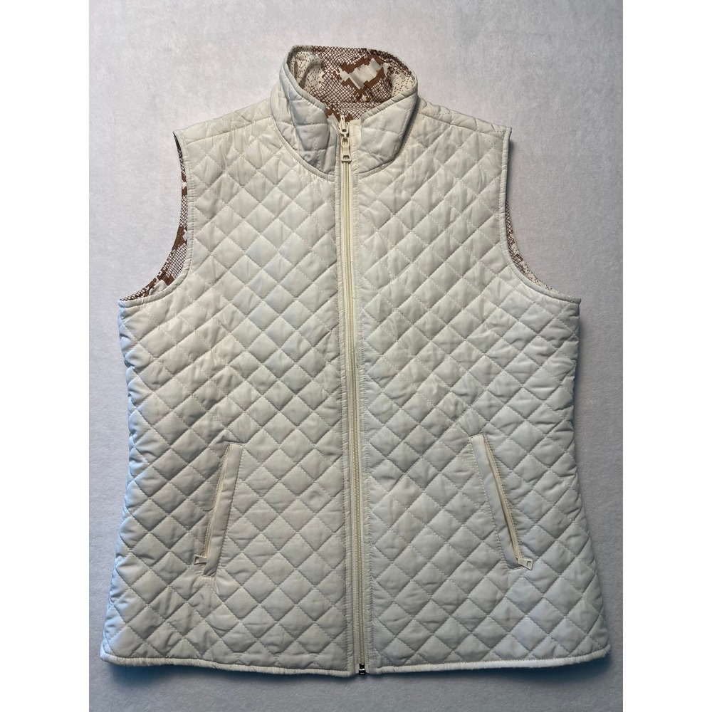 Active Studio M Quilted Vest Gorpcore Cream White Snakeskin Print Lining Hiking